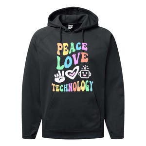 PEACE LOVE TECHNOLOGY Teacher Groovy School Performance Fleece Hoodie