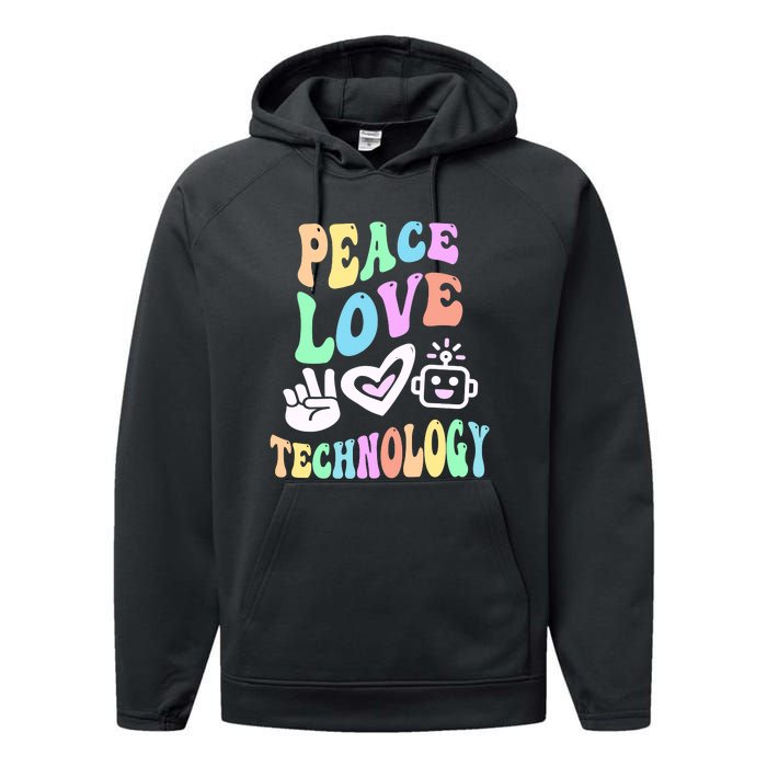 PEACE LOVE TECHNOLOGY Teacher Groovy School Performance Fleece Hoodie