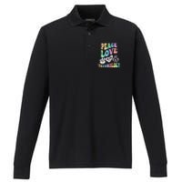 PEACE LOVE TECHNOLOGY Teacher Groovy School Performance Long Sleeve Polo