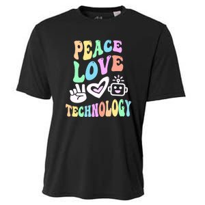 PEACE LOVE TECHNOLOGY Teacher Groovy School Cooling Performance Crew T-Shirt