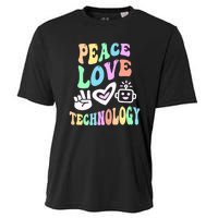 PEACE LOVE TECHNOLOGY Teacher Groovy School Cooling Performance Crew T-Shirt