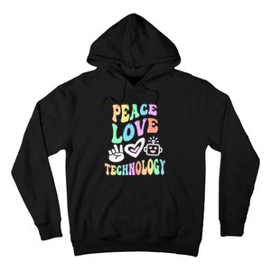 PEACE LOVE TECHNOLOGY Teacher Groovy School Hoodie