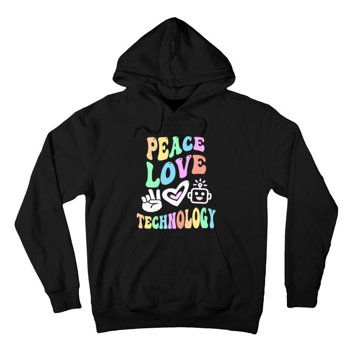 PEACE LOVE TECHNOLOGY Teacher Groovy School Hoodie