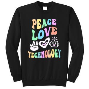 PEACE LOVE TECHNOLOGY Teacher Groovy School Sweatshirt