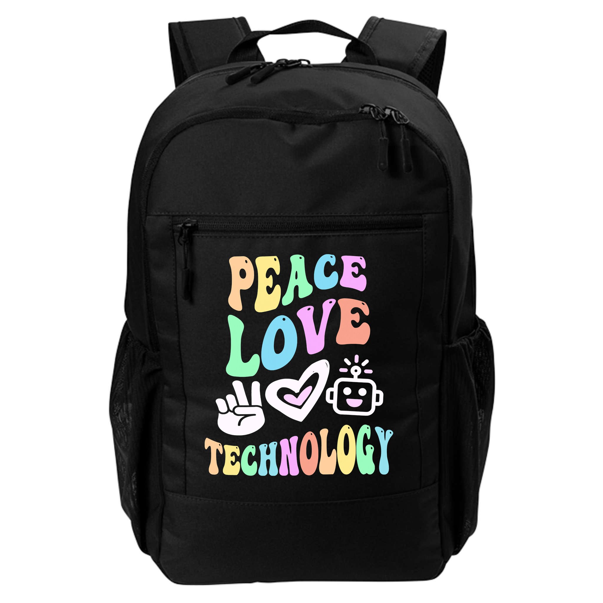 PEACE LOVE TECHNOLOGY Teacher Groovy School Backpack