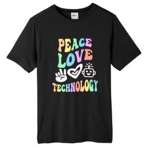 PEACE LOVE TECHNOLOGY Teacher Groovy School Tall Fusion ChromaSoft Performance T-Shirt