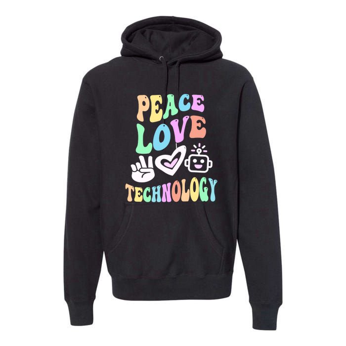 PEACE LOVE TECHNOLOGY Teacher Groovy School Premium Hoodie