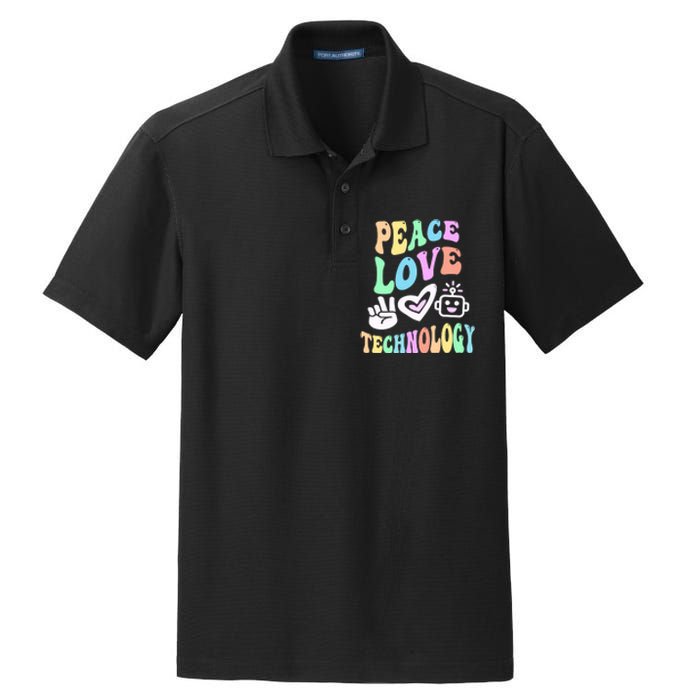 PEACE LOVE TECHNOLOGY Teacher Groovy School Dry Zone Grid Polo