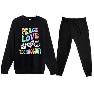 PEACE LOVE TECHNOLOGY Teacher Groovy School Premium Crewneck Sweatsuit Set