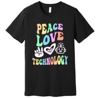 PEACE LOVE TECHNOLOGY Teacher Groovy School Premium T-Shirt