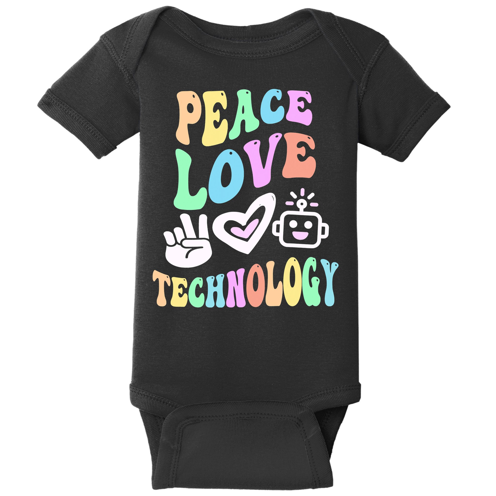 PEACE LOVE TECHNOLOGY Teacher Groovy School Baby Bodysuit