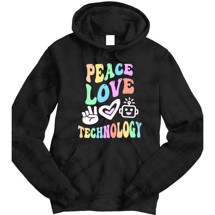 PEACE LOVE TECHNOLOGY Teacher Groovy School Tie Dye Hoodie