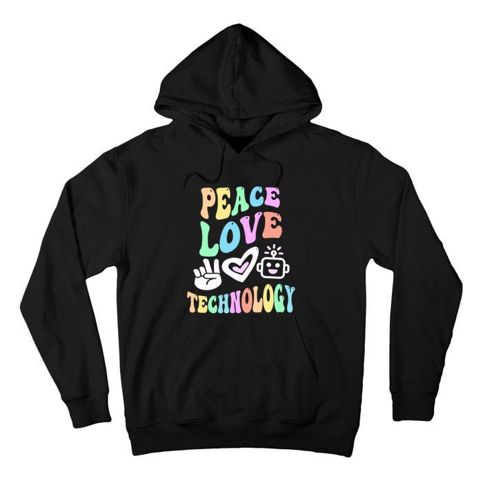 PEACE LOVE TECHNOLOGY Teacher Groovy School Tall Hoodie