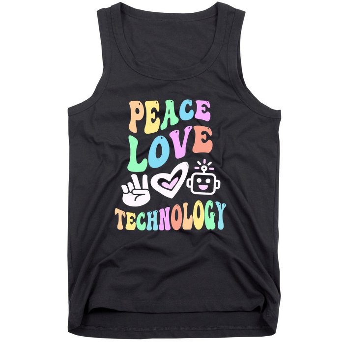 PEACE LOVE TECHNOLOGY Teacher Groovy School Tank Top