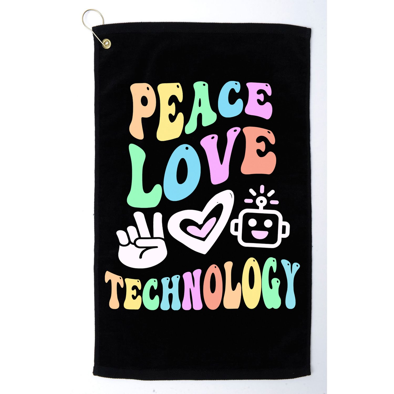 PEACE LOVE TECHNOLOGY Teacher Groovy School Golf Towel