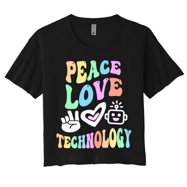 PEACE LOVE TECHNOLOGY Teacher Groovy School Crop Top