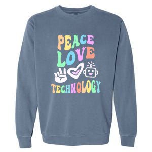 PEACE LOVE TECHNOLOGY Teacher Groovy School Garment-Dyed Sweatshirt