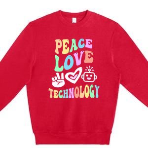 PEACE LOVE TECHNOLOGY Teacher Groovy School Premium Crewneck Sweatshirt