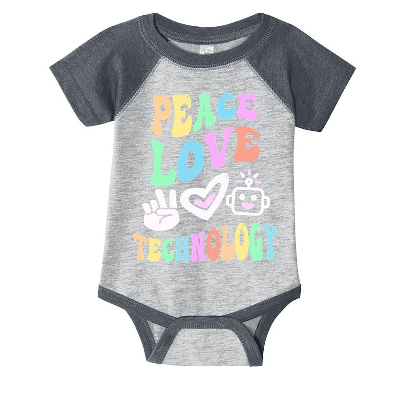 PEACE LOVE TECHNOLOGY Teacher Groovy School Infant Baby Jersey Bodysuit