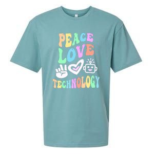 PEACE LOVE TECHNOLOGY Teacher Groovy School Sueded Cloud Jersey T-Shirt