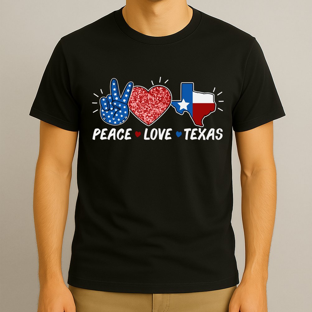 Peace Love Texas Graphic Plus Size For Dads Moms T-Shirt