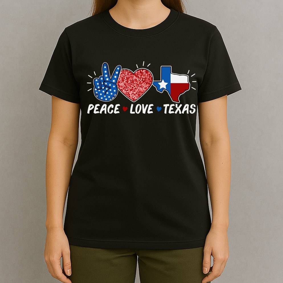 Peace Love Texas Graphic Plus Size For Dads Moms T-Shirt