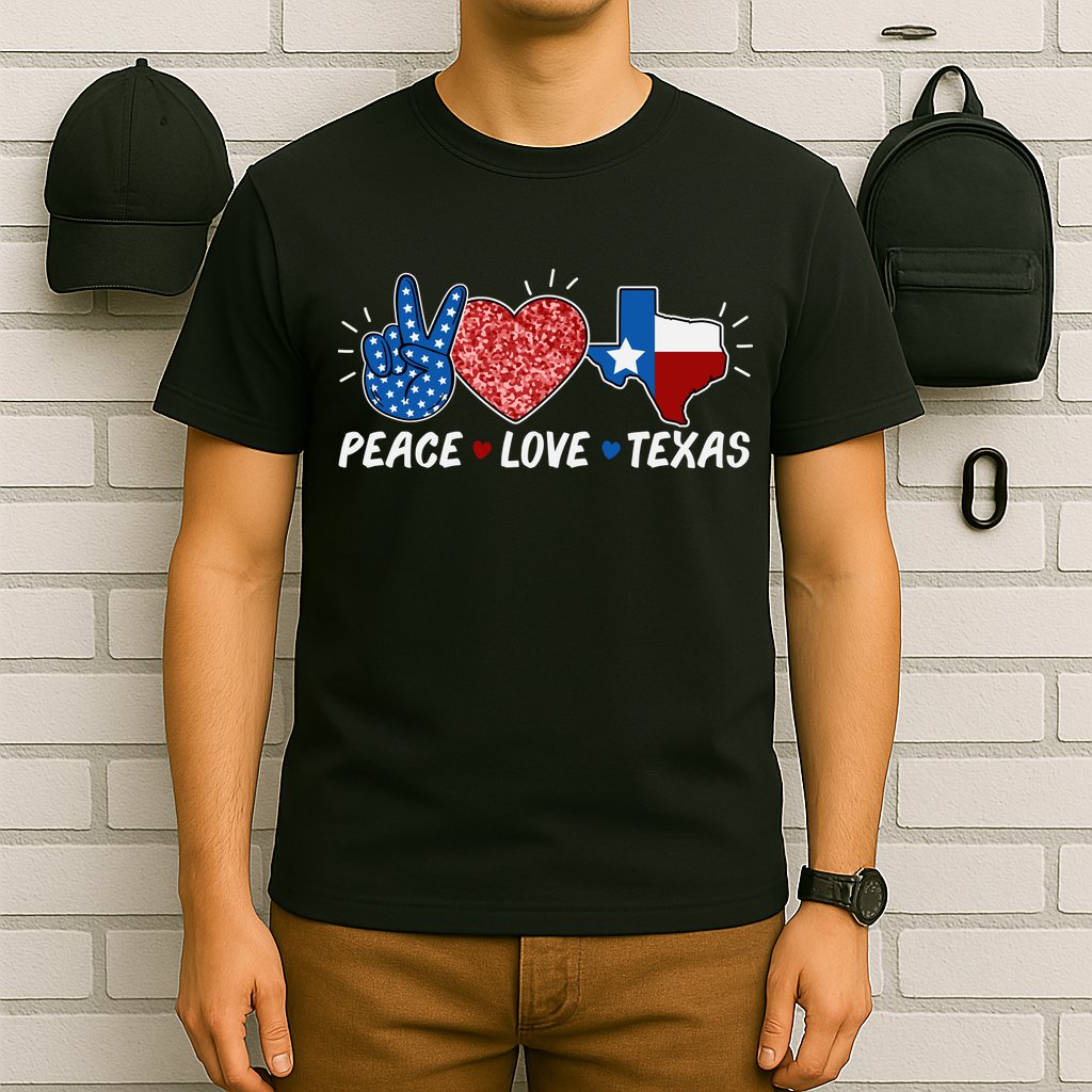 Peace Love Texas Graphic Plus Size For Dads Moms T-Shirt