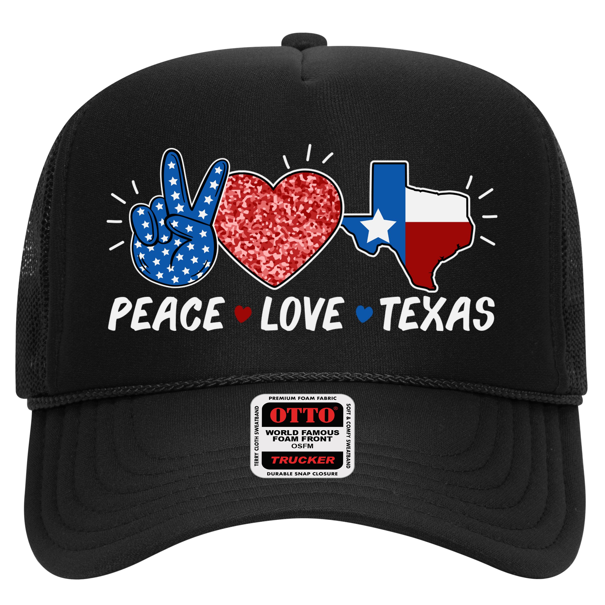 Peace Love Texas Graphic Plus Size For Dads Moms Hat