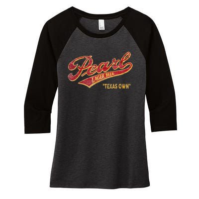 Pearl Lager Texas Beer Women's Tri-Blend 3/4-Sleeve Raglan Shirt