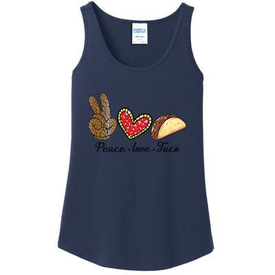 Peace Love Tacos Cinco De Mayo Fiesta Mexican Hippie Women Ladies Essential Tank