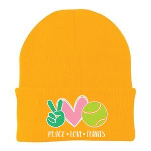 Peace Love Tennis Sports Athlete Ball Game Player Gift Knit Cap Winter Beanie