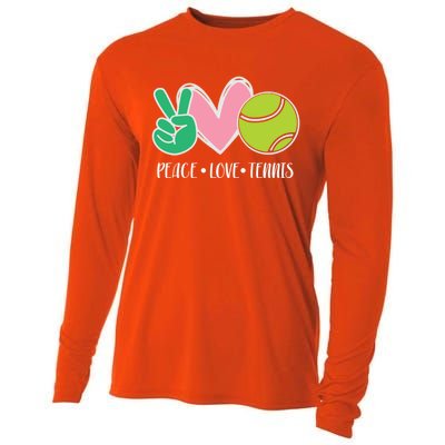 Peace Love Tennis Sports Athlete Ball Game Player Gift Cooling Performance Long Sleeve Crew