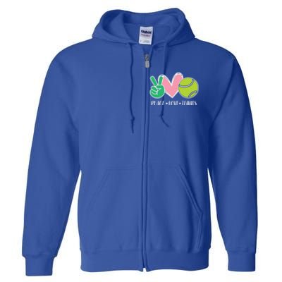 Peace Love Tennis Sports Athlete Ball Game Player Gift Full Zip Hoodie