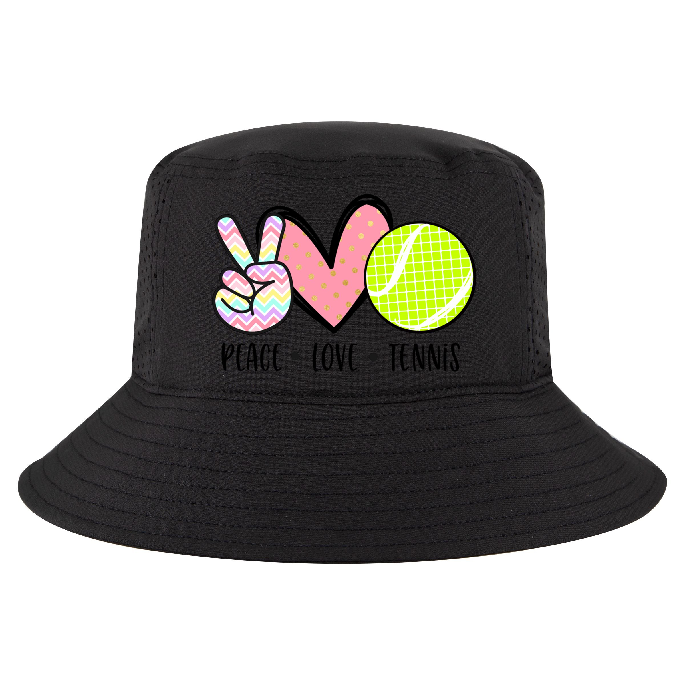 Peace Love Tennis Cute Design Teen Little Great Gift Cool Comfort Performance Bucket Hat