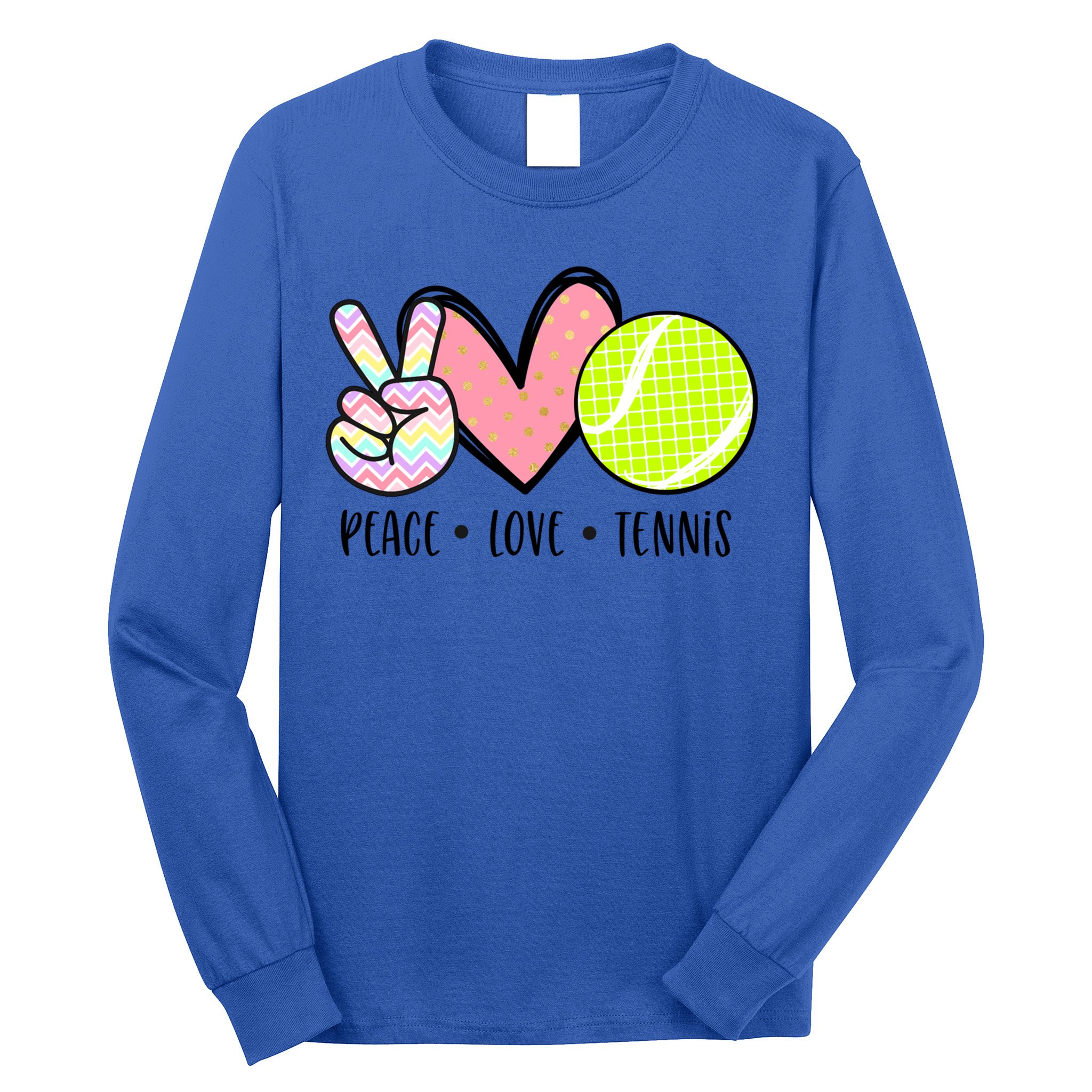 Peace Love Tennis Cute Design Teen Little Great Gift Long Sleeve Shirt