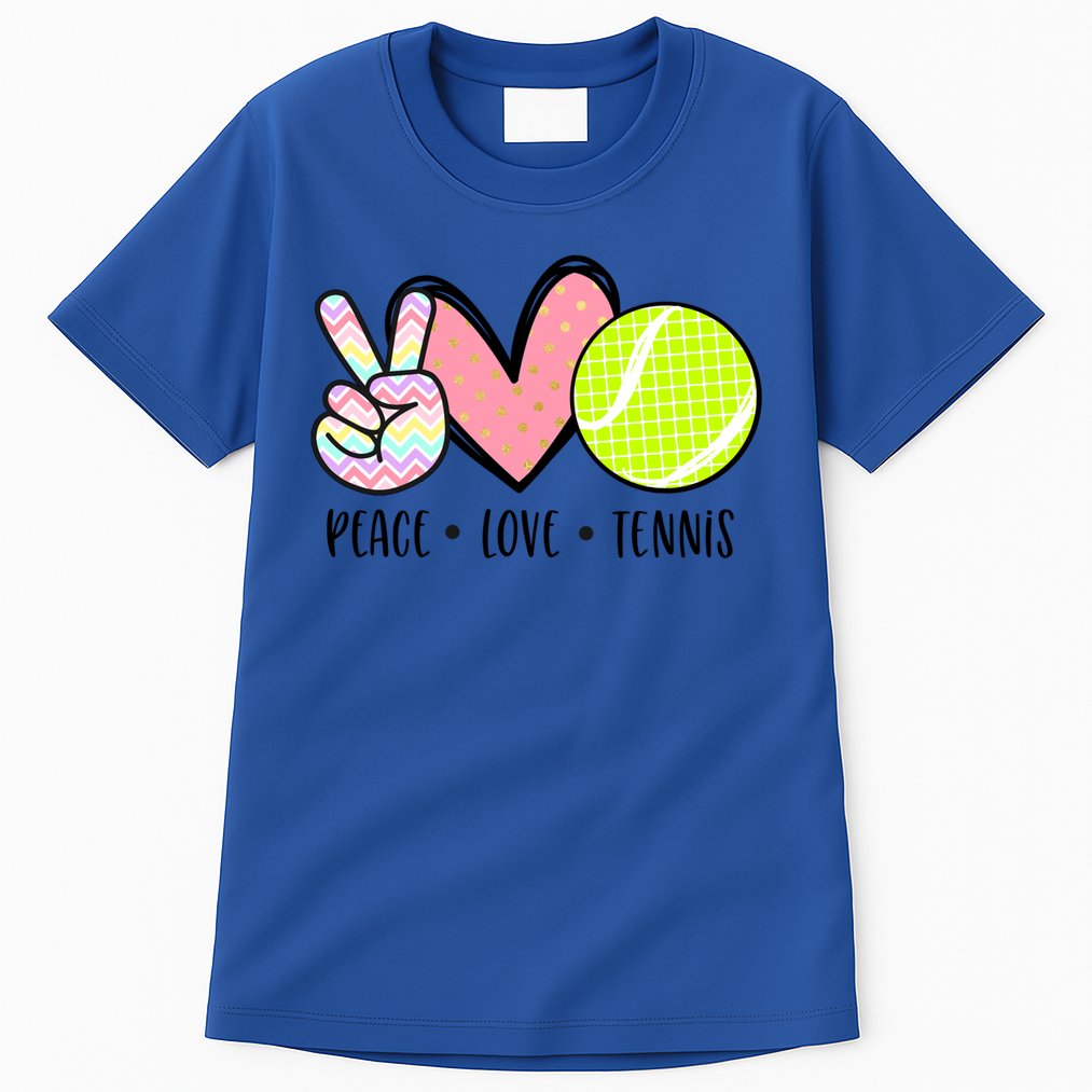 Peace Love Tennis Cute Design Teen Little Great Gift Tall T-Shirt