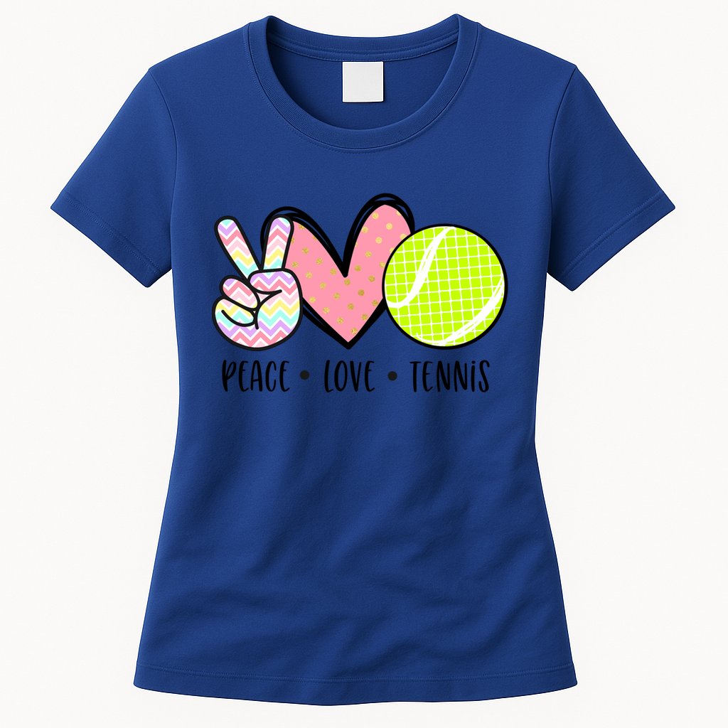 Peace Love Tennis Cute Design Teen Little Great Gift Womens T-Shirt