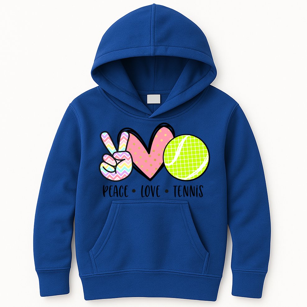 Peace Love Tennis Cute Design Teen Little Great Gift Kids Hoodie