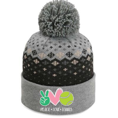 Peace Love Tennis Sports Athlete Ball Game Player Gift The Baniff Cuffed Pom Beanie