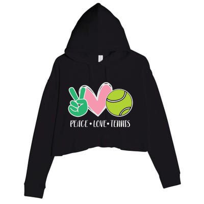 Peace Love Tennis Sports Athlete Ball Game Player Gift Crop Fleece Hoodie