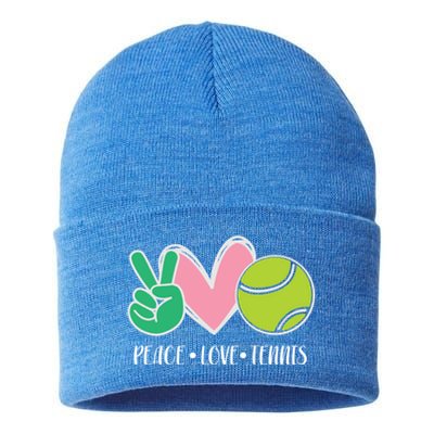 Peace Love Tennis Sports Athlete Ball Game Player Gift Sustainable Knit Beanie