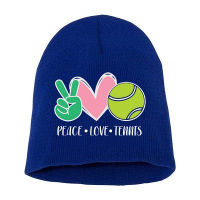 Peace Love Tennis Sports Athlete Ball Game Player Gift Short Acrylic Beanie