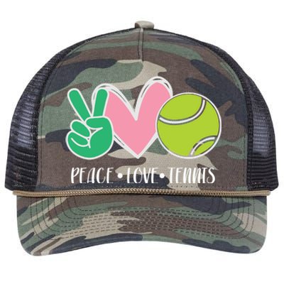 Peace Love Tennis Sports Athlete Ball Game Player Gift Retro Rope Trucker Hat Cap