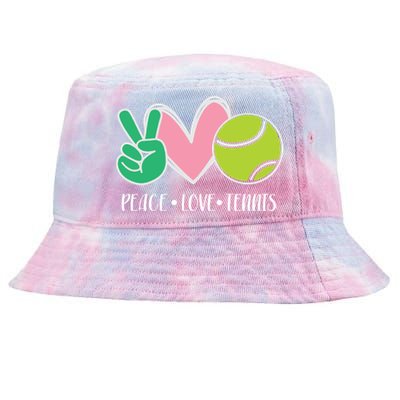 Peace Love Tennis Sports Athlete Ball Game Player Gift Tie-Dyed Bucket Hat