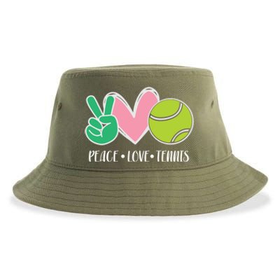 Peace Love Tennis Sports Athlete Ball Game Player Gift Sustainable Bucket Hat