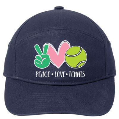 Peace Love Tennis Sports Athlete Ball Game Player Gift 7-Panel Snapback Hat