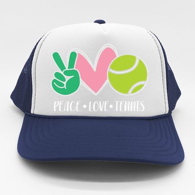 Peace Love Tennis Sports Athlete Ball Game Player Gift Trucker Hat