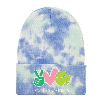 Peace Love Tennis Sports Athlete Ball Game Player Gift Tie Dye 12in Knit Beanie