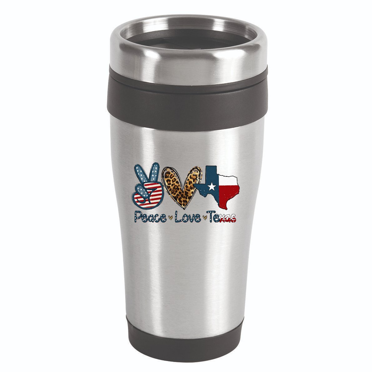 Peace Love Texas TX Texas Flag Funny City Home Roots 16oz Travel Tumbler