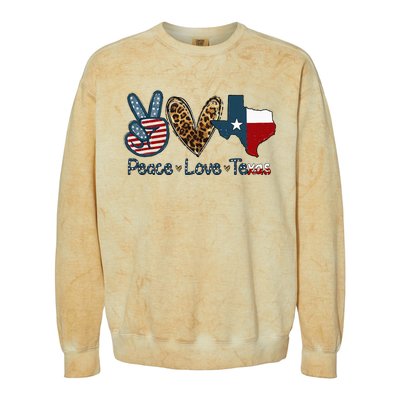 Peace Love Texas TX Texas Flag Funny City Home Roots Colorblast Crewneck Sweatshirt